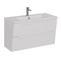 Тумба Lemark MIANO, 100 см под 1 раковину, подвесная, 2 ящика, цвет корпуса, фасада: Белый глянец арт-LM06M100T — фото 8, Тумбы под раковину