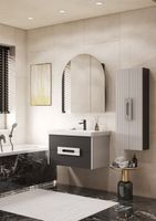 Зеркальный шкаф САНТА-БАРБАРА 80, графит арт-1A286502CB820 — фото 7, Зеркальные шкафы в ванную