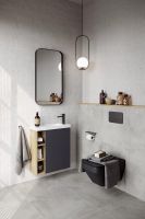 Подвесная тумба 60 см правая с одной дверью и открытыми полочками, цвет: корпус - дуб давос, фасад - серый матовый арт-ALB0106RDD+ALB0706GRМ — фото 2, Тумбы с раковиной