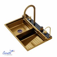 Многофункциональная мойка GLORIA Pro nano gold (золото) из нержавеющей стали, кухонная (750х460х230) Ceruttispa CT11109 — фото 5, Кухонные мойки