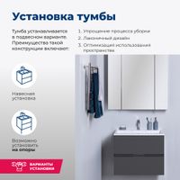 Тумба с раковиной Aquanet Алвита 60 серый антрацит арт-00213094 — фото 7, Тумбы с раковиной