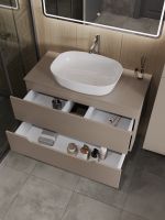 Orange Line Li-100TuLMDF+B08-500W тумба с раковиной подвесная 100 см, латте/белый Li-100TuLMDF+B08-500W — фото 4, Тумбы с раковиной