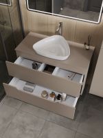 Orange Line Li-100TuLMDF+B07-500W тумба с раковиной подвесная 100 см, латте/белый Li-100TuLMDF+B07-500W — фото 4, Тумбы с раковиной