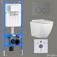 Комплект 3в1 IBERICA BLANCA инсталляция SILENCIO, унитаз BILBAO ALTO белый, кнопка смыва INOX-О вороненая сталь (IB001.BLA.231.8180) — фото 1, Комплекты унитаз + инсталляция