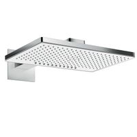 Верхний душ, Hansgrohe, Rainmaker Select, тип установки-настенный, размер душевого диска, мм-466*300, форма-прямоугольная, количество режимов-2, тип струи-Rain, RainStream, держатель-есть, размер держателя-460, внутренняя часть-необходимо заказать, цвет-белый/хром, материал душевого диска: безопасное стекло арт-24005400 — фото 1, Верхние души