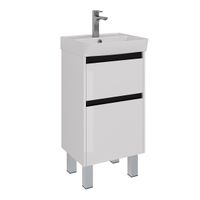 Тумба Lemark COMBI 45 см под 1 раковину, подвесная/напольная, 2 ящика, цвет планки: Чёрный, цвет кор арт-LM03C45T-black — фото 4, Тумбы под раковину