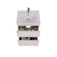 Тумба Lemark VEON 60 см под 1 раковину, подвесная/напольная, 2 ящика, цвет корпуса, фасада: Белый гл арт-LM01V60T — фото 4, Тумбы под раковину