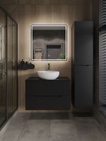 Orange Line Li-80TubMDF+B07-420W тумба с раковиной подвесная 80 см, черный/белый Li-80TubMDF+B07-420W — фото 5, Тумбы с раковиной