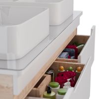 Тумба Lemark OLIVIA 125 см под 2 раковины, подвесная,4 ящика, цвет корпуса: Дуб кантри, цвет фасада: арт-LM08OL125T — фото 5, Тумбы под раковину