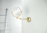 AQ4912BG зеркало косметическое настенное с подсветкой 5х, шлиф. золото — фото 6, Косметические зеркала