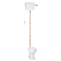 BELLA Комплект унитаз напольный выпуск в стену, бачок высокий с цепочкой бронза, белый (БЕЗ КРЫШКИ) 31103 — фото 1, Напольные унитазы