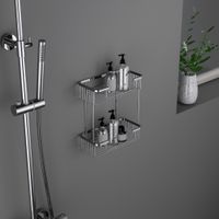 Полка двойная Timo Saona хром арт-13083/00 — фото 2, Полки для ванной и душа