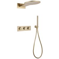 Душевая система ABBER Wasser Kreis AF8151G скрытого монтажа без излива, термостат, золото матовое — фото 1, Встраиваемые душевые комплекты
