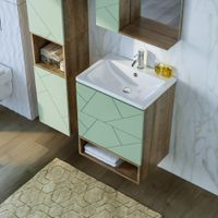 Товар: Тумба с раковиной и нишей Бриклаер КРИСТАЛЛ 60F, фисташковый/дуб гранж песочный - фото 6 Тумба с раковиной и нишей Бриклаер КРИСТАЛЛ 60F, фисташковый/дуб гранж песочный — фото 6, Тумбы с раковиной