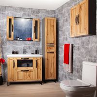 Тумба под раковину напольная Бриклаер ЛОФТ метрополитен грей, 100 см 4627125413377 — фото 3, Тумбы с раковиной