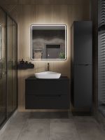 Orange Line тумба с раковиной подвесная 80 см, черный/белый арт-Li-80TubMDF+B07-500W — фото 5, Тумбы с раковиной