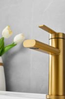 Смеситель для раковины BELZ , брашированное золото арт-B10813-5 — фото 4, Смесители для раковины