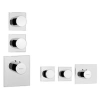 Смеситель термостат Bossini Oki для ванны и душа встраиваемый внешняя часть на 2-4 потребителя цвет никель шлифованный арт-Z031203.094 — фото 1, Смеситель для душа