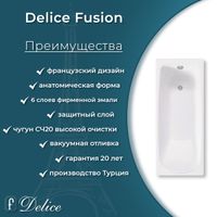Ванна чугунная Delice Fusion 170х70 с антискользящим покрытием DLR230647-AS — фото 6, Чугунные ванны