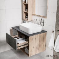 Тумба подвесная "БРУНО-80 см" с 1-м ящ. веллингтон/бетон (ум.GR-3016) арт-108008 — фото 3, Тумбы под раковину