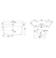 Раковина Scarabeo MOON подвесная или накладная с переливом с одним отверстием цвет белый арт-5508 — фото 4, Раковины накладные