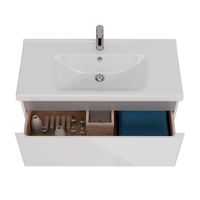 Тумба Lemark BUNO MINI 100 см под 1 раковину, подвесная, 1 ящик, цвет планки: Серый, цвет корпуса, ф арт-LM05BM100T — фото 2, Тумбы под раковину