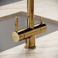 Смеситель для кухни SANCOS Spin с поворотным и вытяжным изливом, c краном для фильтрованной воды, цвет полированное золото, арт. SC4015ZG — фото 6, Смесители для кухни