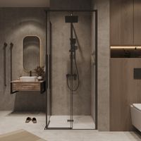 Товар: Душевое ограждение Grossman Galaxy 300.K33.01.8080.21.00 (80*80*195) квадрат,раздвижная,черный матовый,стекло прозрачное,1 место - фото 4 Душевое ограждение Grossman Galaxy 300.K33.01.8080.21.00 (80*80*195) квадрат,раздвижная,черный матовый,стекло прозрачное,1 место — фото 4, Душевые кабины и ограждения