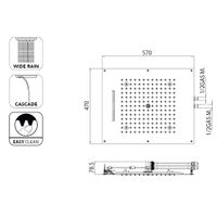 Товар: Верхний душ Bossini Dream/2 570х470 мм потолочный Easy Clean 2 режима: дождь, каскад, с хромотерапией цвет чёрный матовый арт-H38905.073 - фото 2 Верхний душ Bossini Dream/2 570х470 мм потолочный Easy Clean 2 режима: дождь, каскад, с хромотерапией цвет чёрный матовый арт-H38905.073 — фото 2, Верхние души