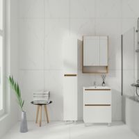 Шкаф-пенал VIANT МАЛЬТА 30 напольный белый/дуб вотан (VMAL300-PEN) — фото 4, Пеналы для ванной комнаты