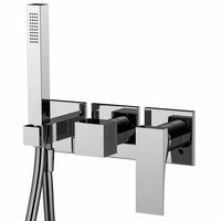 Смеситель для душа, Fima Carlo Frattini, Zeta, тип открывания воды-однорычажный, монтаж-настенный встраиваемый, отверстия для монтажа-3, ручной душ-есть, длина шланга, мм-1500, настенный кронштейн с водоснабжением, внутренняя часть-необходимо заказать, с переключателем, цвет-хром арт-F3989X8CR — фото 1, Смеситель для душа