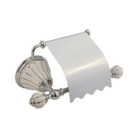 OLIVIA Бумагодержатель закрытый, керамика белая с декором платина, хром арт-17543 — фото 1, Держатели туалетной бумаги