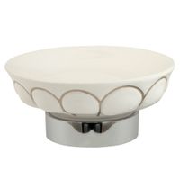 OLIVIA Mыльница настольная, керамика белая с декором платина, хром 17540 — фото 1, Мыльницы