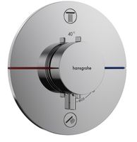 Смеситель для душа, Hansgrohe, ShowerSelect Comfort S, для 2 потребителей, тип открывания воды-вентильный, тип регулирования воды-термостатический картридж, монтаж-настенный встраиваемый, отверстия для монтажа-1, внутренняя часть-необходимо заказать, цвет-хром 15554000 — фото 1, Смеситель для душа