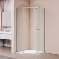 Душевой уголок RGW PA-081 100x100, профиль хром, стекло прозрачное/6 мм, арт-35088100-11 — фото 4, Душевые уголки трапеция