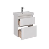 Тумба Lemark COMBI 60 см под 1 раковину, подвесная/напольная, 2 ящика, цвет корпуса, фасада: Белый г арт-LM03C60T — фото 1, Тумбы под раковину