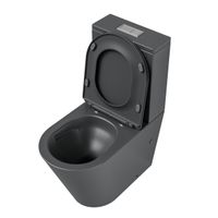 Унитаз напольный Grossman (640х360х835) безободковый,серый матовый с тонкой крышкой,микролифт,смыв торнадо,2 места арт-GR-4458GMSQ — фото 2, Напольные унитазы