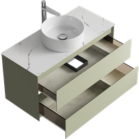 Товар: Подвесная тумба с двумя ящиком 100 см, цвет зеленый шалфей со столешницей мрамор белый и наставным умывальником арт-GE01102SH+STG1014X456MW - фото 2 Подвесная тумба с двумя ящиком 100 см, цвет зеленый шалфей со столешницей мрамор белый и наставным умывальником арт-GE01102SH+STG1014X456MW — фото 2, Тумбы с раковиной