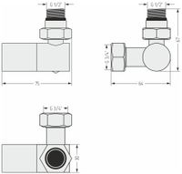 Вентиль Вентиль Сунержа 3D правый цилиндр (G 1/2" НР х G 3/4" НГ) Без покрытия 00-1403-1234 — фото 2, Комплектующие для полотенцесушителей