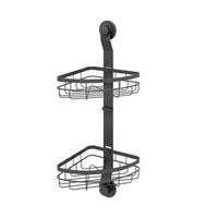 Двухъярусная угловая полка, проволока стальная, черный матовый, Easy, Milardo, арт-EASCWS2M44 — фото 1, Полки для ванной и душа