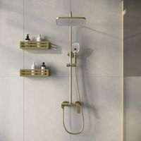 Душевая стойка Grossman Advans с верхним душем,ручной лейкой и смесителем,золото сатиновый,1 место арт-500.K35.09.320 — фото 3, Душевые стойки