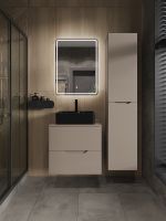 Orange Line Li-60TuLMDF+B01-475MB тумба с раковиной подвесная 60 см, латте/черный Li-60TuLMDF+B01-475MB — фото 4, Тумбы с раковиной