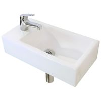 Раковина маленькая GS, 45x25x12 cm, отверстие слева. белая керамика арт-32266 — фото 10, Мини-раковины