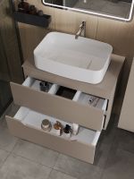 Orange Line Li-80TuLMDF+B07-600W тумба с раковиной подвесная 80 см, латте/белый Li-80TuLMDF+B07-600W — фото 4, Тумбы с раковиной