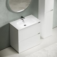 Тумба под раковину SANCOS Libra Floor напольная, 790х450х840, c двумя ящиками оснащенными доводчиками, белый глянец , арт. арт-LB80FW — фото 1, Тумбы под раковину