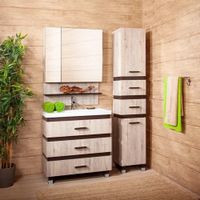 Тумба под раковину напольная Бриклаер ТЕХАС кантри/венге, 80 см 4627125412660 — фото 4, Тумбы с раковиной