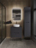 Orange Line Li-60TugMDF+B09-360W тумба с раковиной подвесная 60 см, графит/белый Li-60TugMDF+B09-360W — фото 4, Тумбы с раковиной