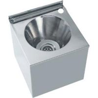 Раковина из нержавеющей стали настенная квадратная с боковой защитой 300x300x300 мм, шт 13097.B — фото 1, Раковины