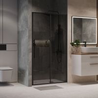 Дверь в нишу Niagara Nova NG-85-14TB (140х195) черный матовый,стекло тонированное,дверь раздвижная,1 место — фото 3, Раздвижные душевые двери