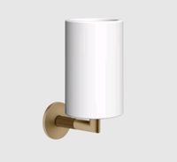 Стакан, Gessi, Ingranaggio, одинарный, ширина, мм-75, глубина, мм-107, высота, мм-171, ёмкость, мл-300, настенный, материал стакана-керамика белая (Neolite), материал держателя-металл, крепления в комплекте, цвет-Warm Bronze Br. PVD арт-63807.726 — фото 2, Стаканы для зубных щеток